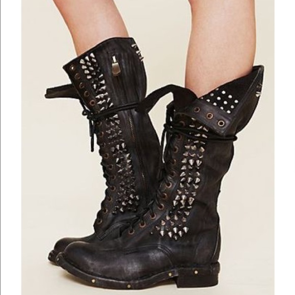 Jeffrey Campbell black studded boots.