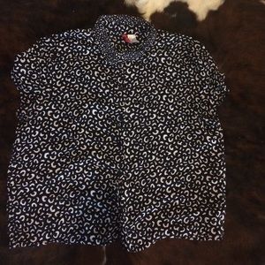 Printed Cap Sleeve button down shirt