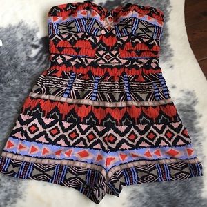 Tribal shorts romper
