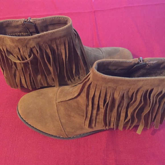 Brown Fringe Booties