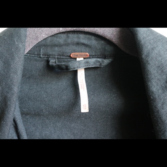 Free People Black Linen Motojacket - Picture 2 of 2