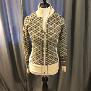 Athleta snowflake zip up sweater size medium