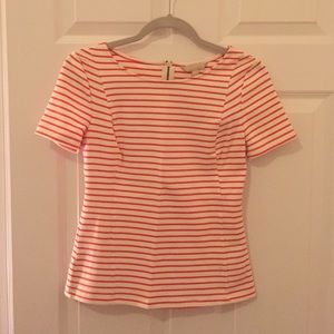 Orange and white striped top