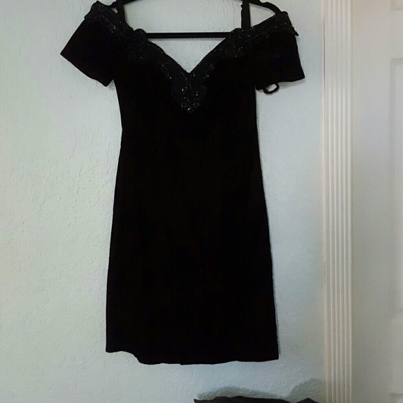 Authentic 90s Vintage Black Velvet Mini Dress