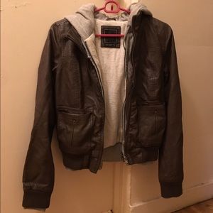 Obey hooded leather jacket