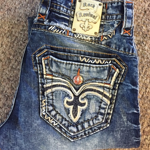 Men's Rock Revival Destructed Straight Leg