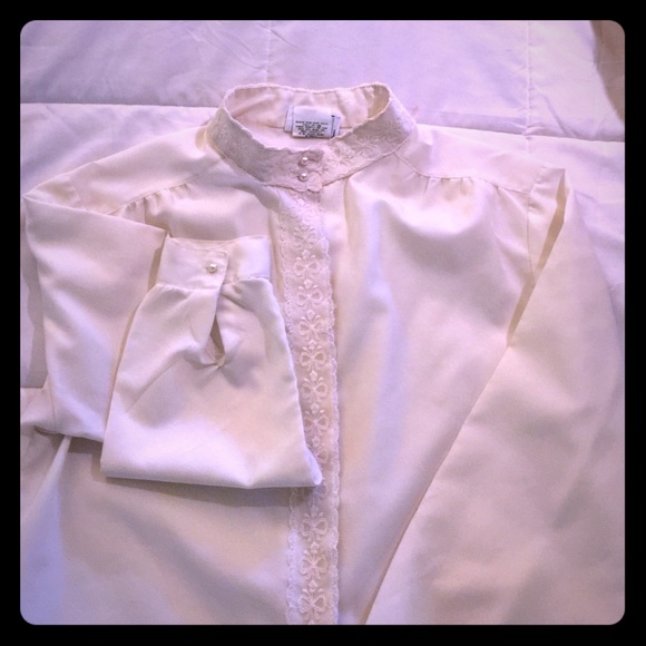 Vintage high neck button down silk blouse