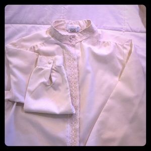 Vintage high neck button down silk blouse