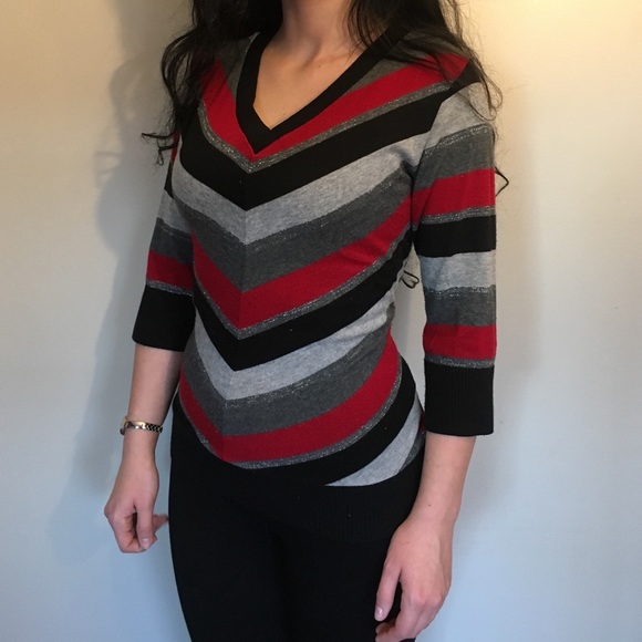 Striped V-Neck Sweater Shirt