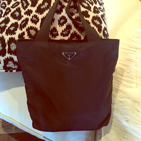 Vintage Authentic Prada black nylon satchel bag.