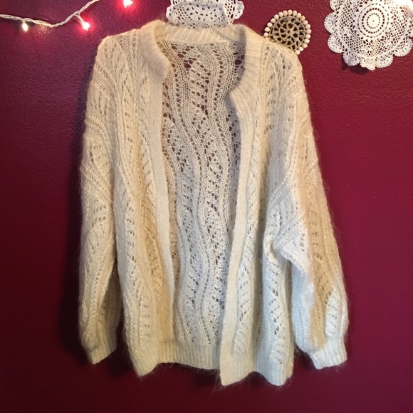 White cozy cardigan