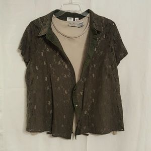 Lace Button down Blouse and Tank Duo