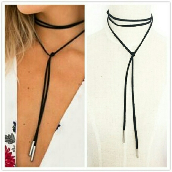 Long Black Velvet Versatile Necklace- NWT