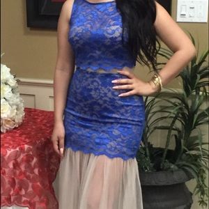 Blue lace mermaid style dress