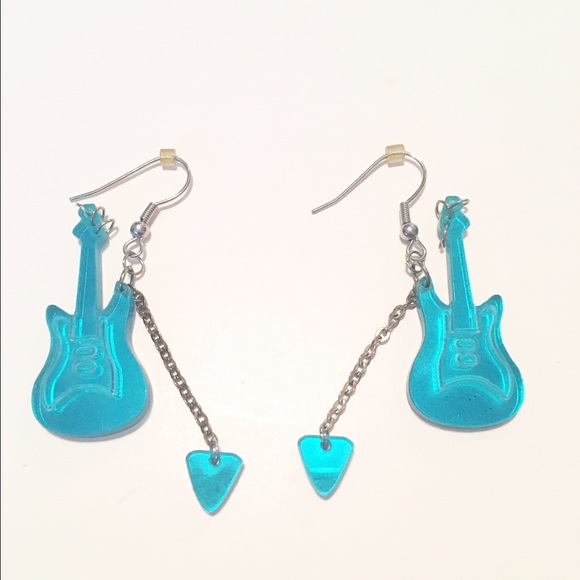 Jewelry - 🎸👂🏼Mirrored Turquoise Guitar Earrings🎸 Jewelry - 🎸👂🏼Mirrored Turquoise Guitar Earrings🎸