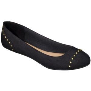 Black Merona gold studded ballet flats