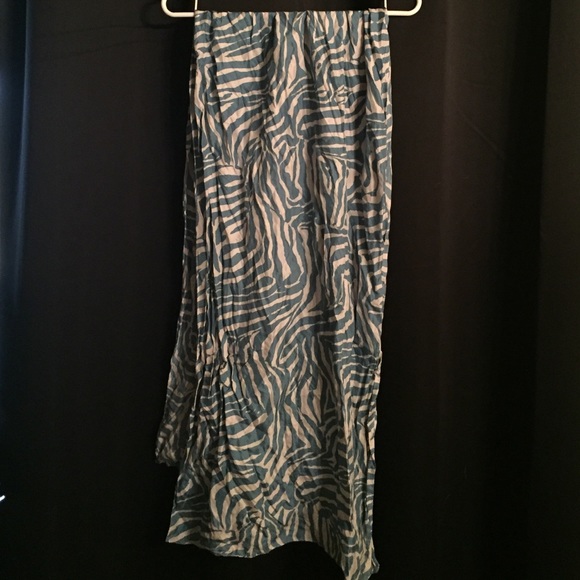 Blue and white zebra print silk scarf