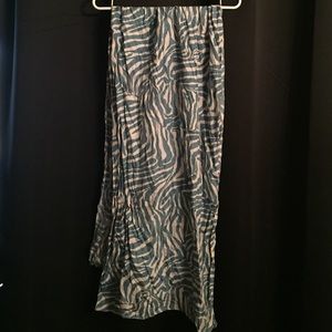 Blue and white zebra print silk scarf