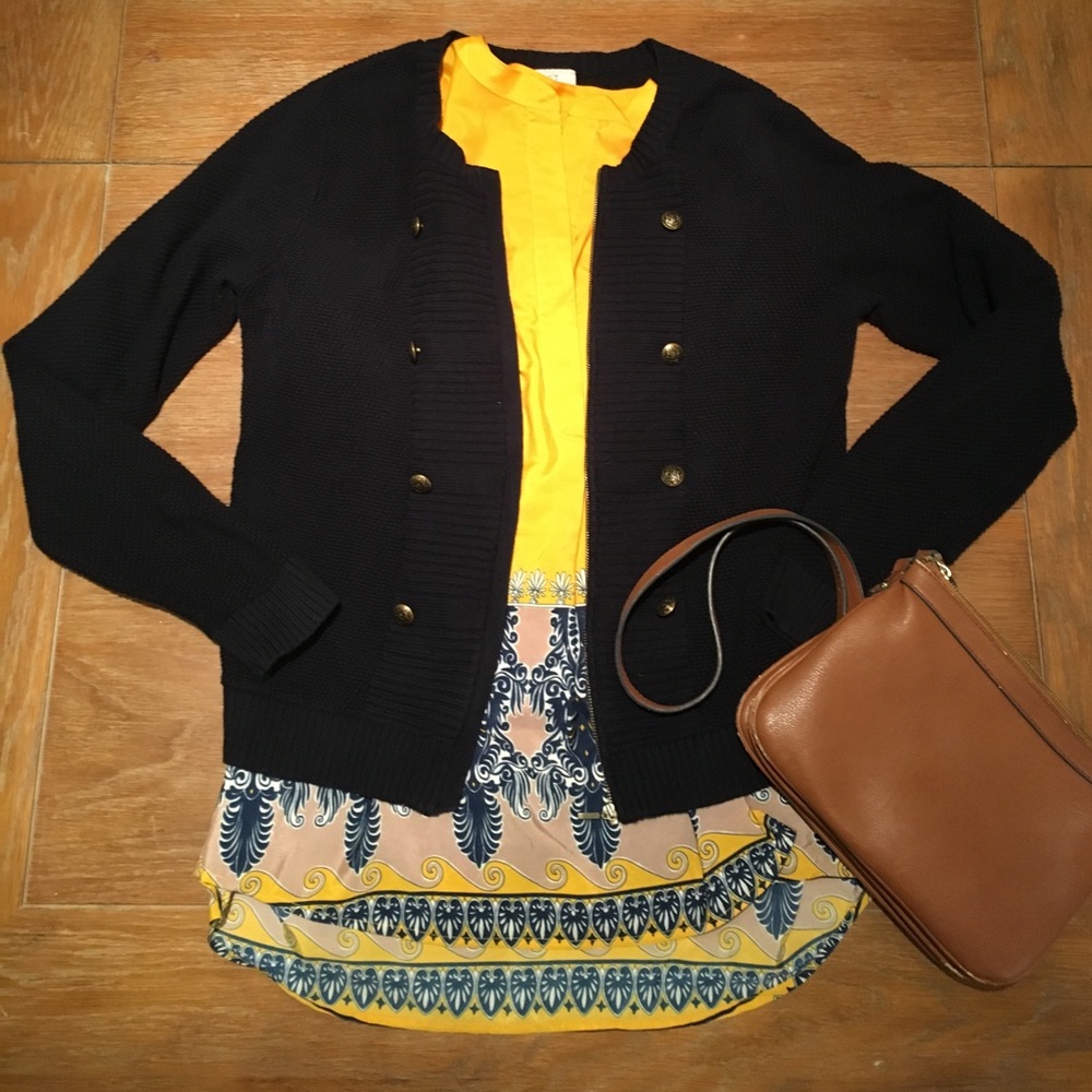 Loft navy zip up sweater