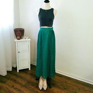 Green Pleated Skirt