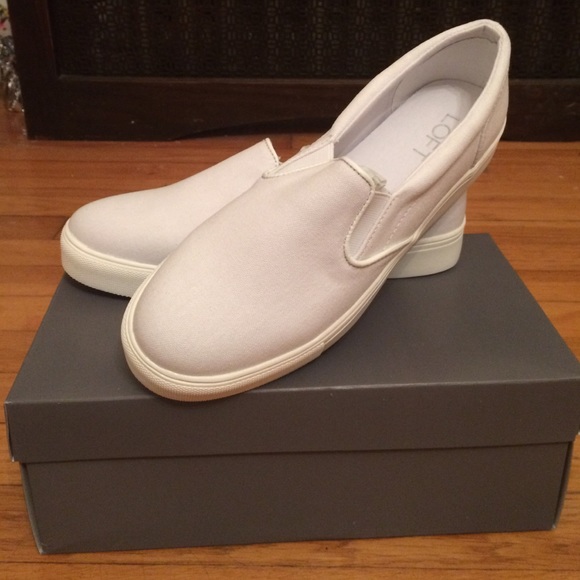 Loft: White Slip-on Sneakers