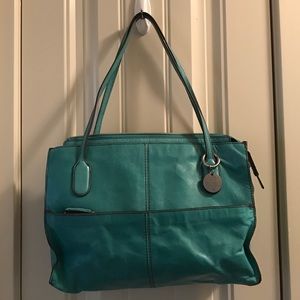 Hobo Original Friar Leather Tote in turquoise