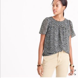 jcrew metallic chiffon top in ditsy floral print