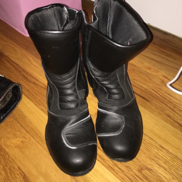 Black Leather Motorcycling Boots