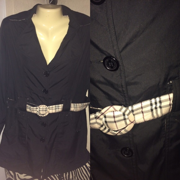 Black NOVA Check belted trench jacket coat L