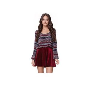 LA Hearts Red Velvet Skater Skirt