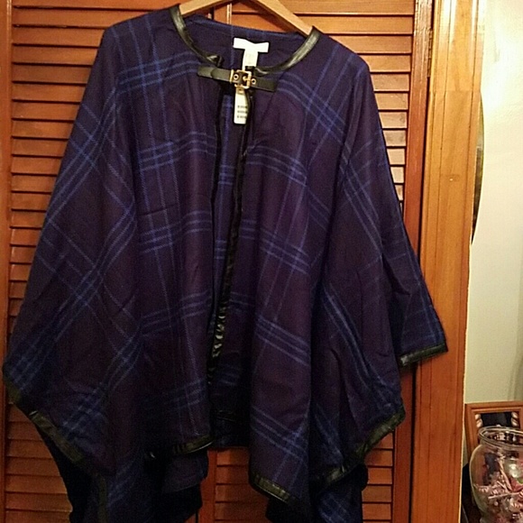 Blue plaid H&M poncho NWT one size