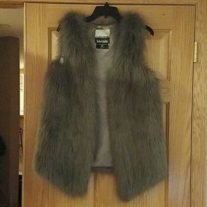 Gray faux fur vest