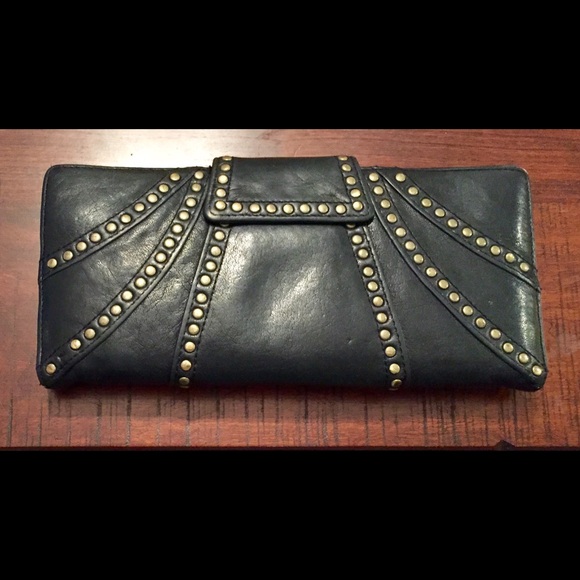 Kooba leather stud clutch wallet
