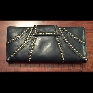 Kooba leather stud clutch wallet