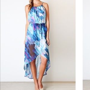 Watercolor high/low maxi dress
