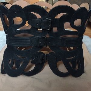 Alaia Paris Suede Corset Belt Blk 65 Euro/26 USA