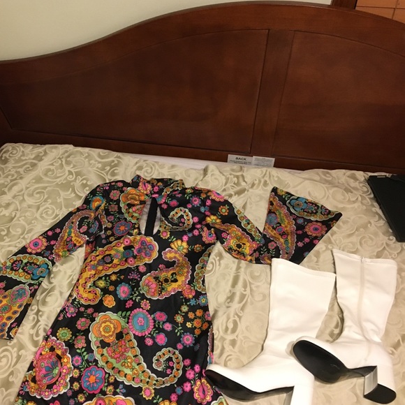 70's costume dress and Go-Go boots