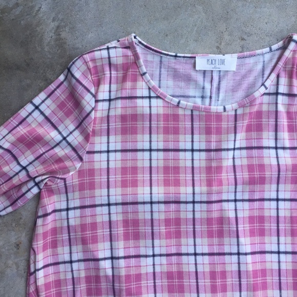 Pink Plaid Peach Love Tunic - Picture 2 of 4