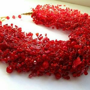 Red beaded necklace. Price reduced! !