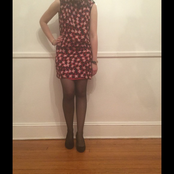 Milly silk bird print shift dress 6 Small