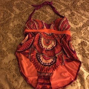 Fuchsia Tribal Print One Piece Swimsuit