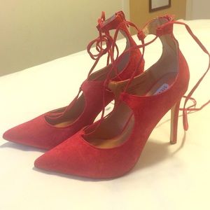 Steve Madden size 7 red tie up the ankle heels
