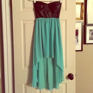 High low strapless dress