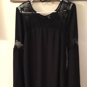 Black shift dress with lace details