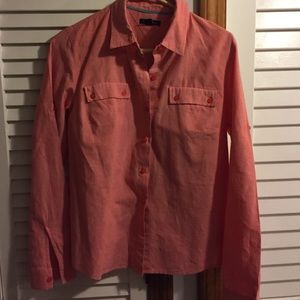 Peach cotton/linen button down shirt