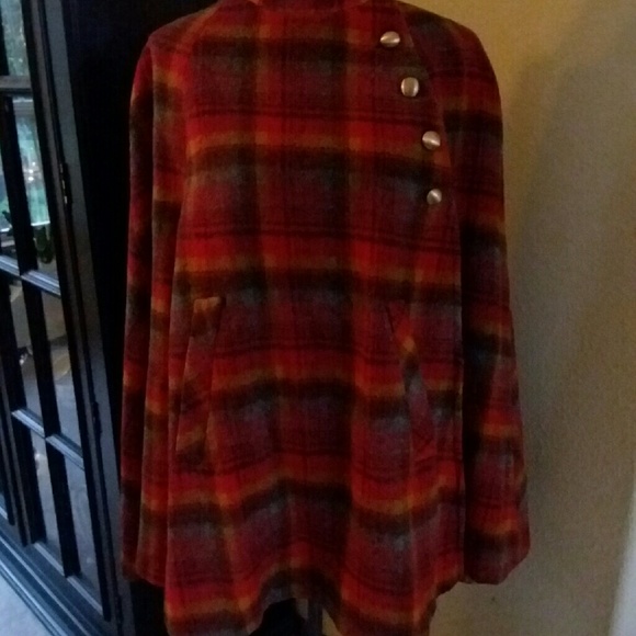 Plaid Wool Cape