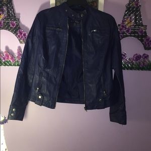 Blue leather jacket