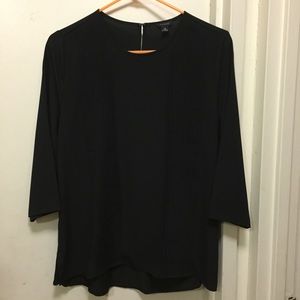 Ann Taylor Black Shirt with Vertical Pleats