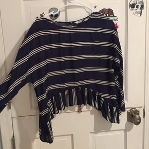 Navy blue and white striped blouse from ZARA