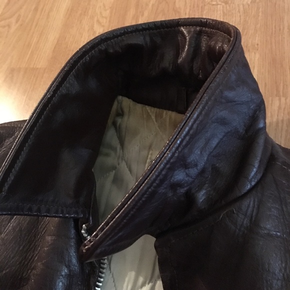 Vintage brown leather motorcycle jacket - Picture 6 of 6